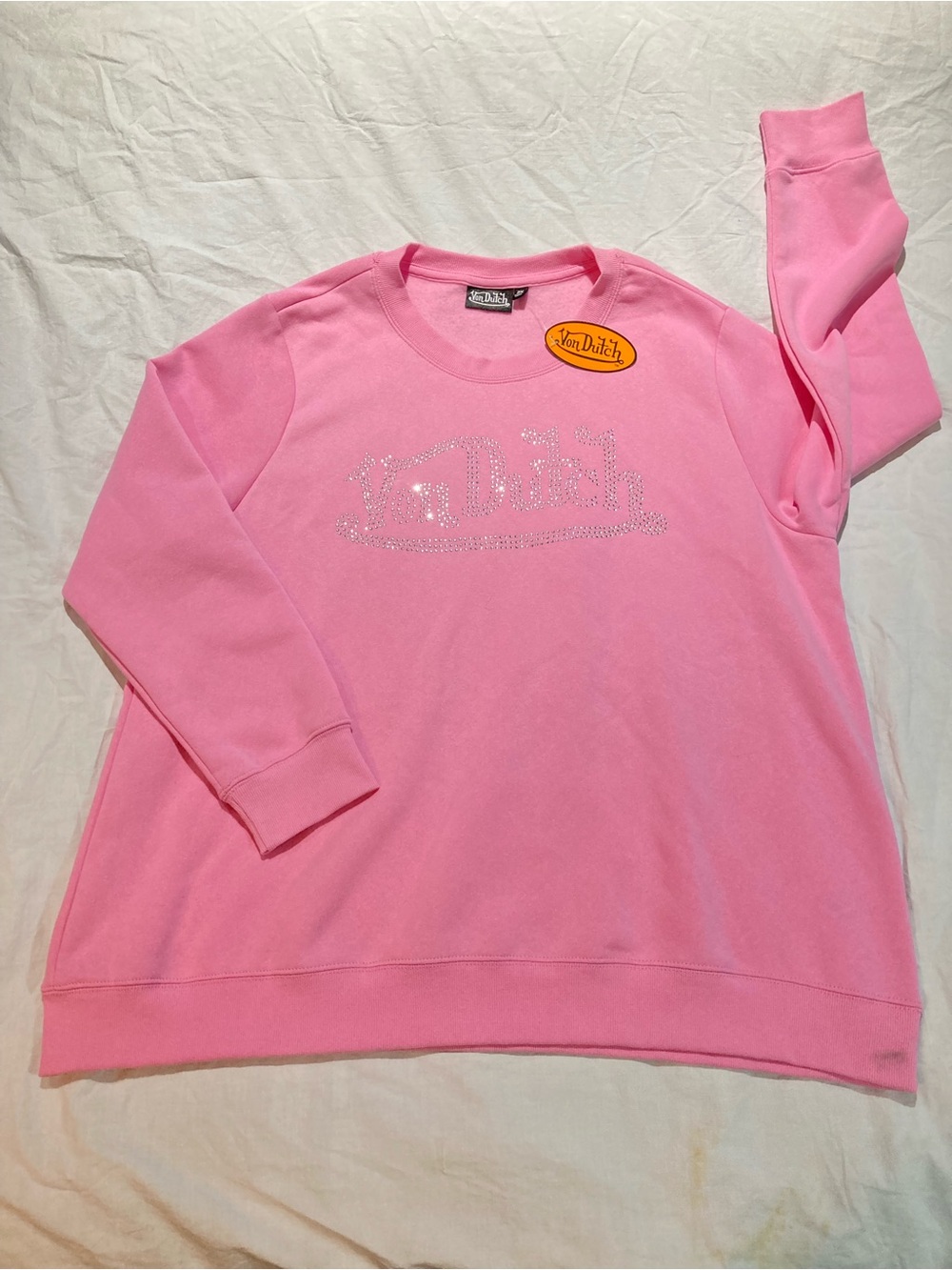 Von Dutch Rhinestone Logo Pull over sweatshirt, Men’s size 2X, NWT!